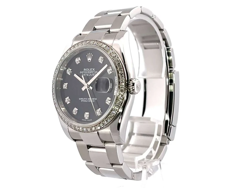 Rolex Datejust 36 Edelstahl Weißgold Diamant Lünette 116244 Schwarz Diamant