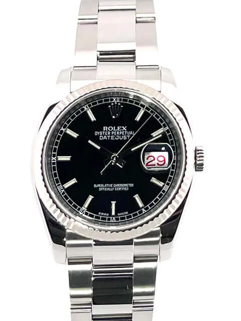 Rolex Datejust 36 Edelstahl - Weißgold 116234 Schwarz