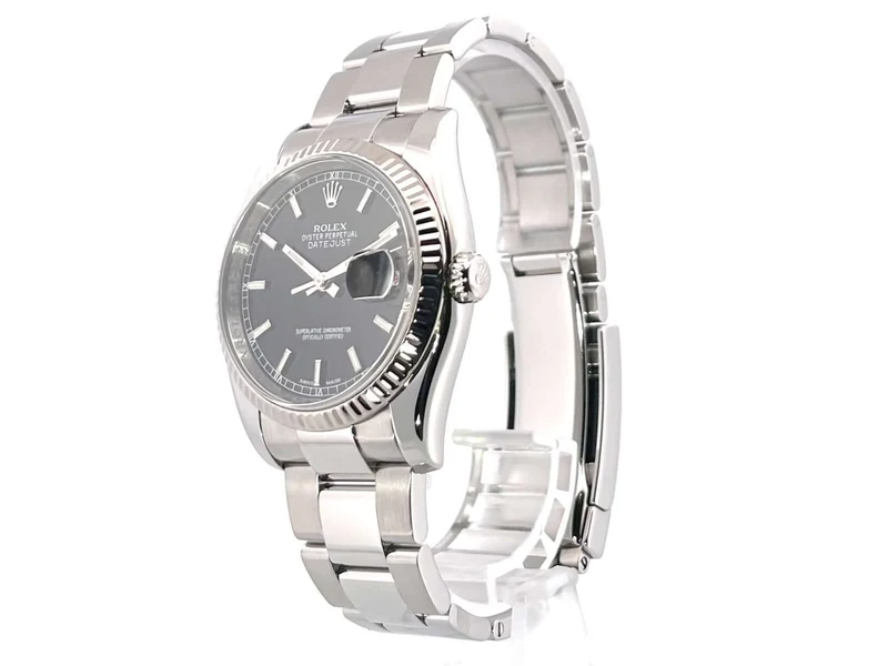 Rolex Datejust 36 Edelstahl - Weißgold 116234 Schwarz