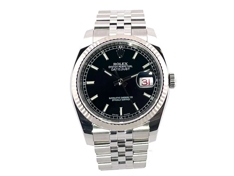 Rolex Datejust 36 Edelstahl Weißgold 116234 Schwarz Jubile-Band