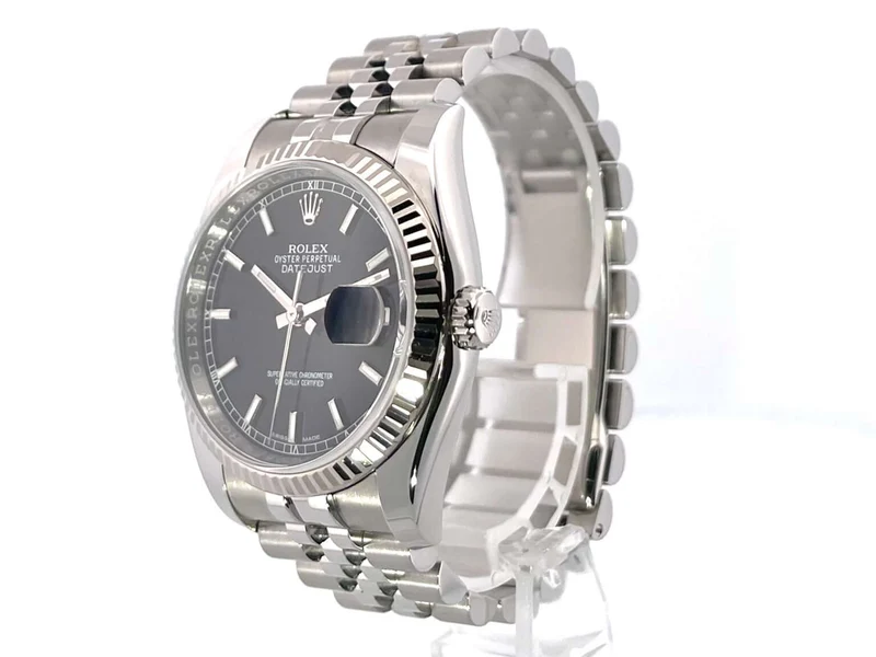 Rolex Datejust 36 Edelstahl Weißgold 116234 Schwarz Jubile-Band