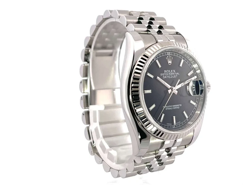 Rolex Datejust 36 Edelstahl Weißgold 116234 Schwarz Jubile-Band