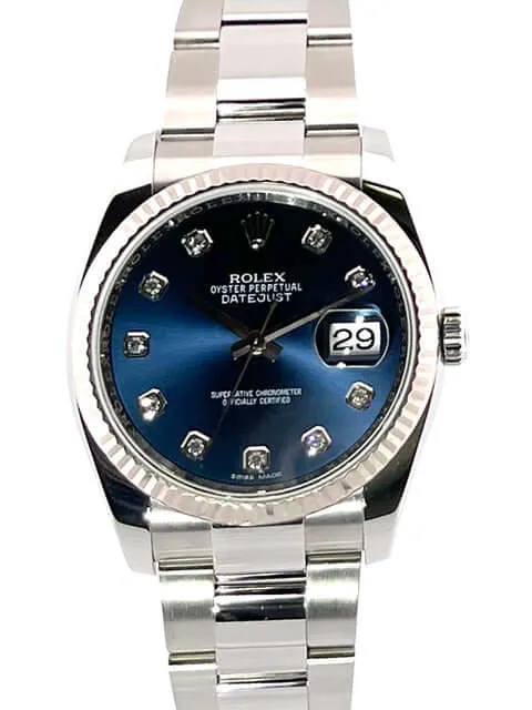 Rolex Datejust 36 Edelstahl - Weißgold 116234 Blau Diamant
