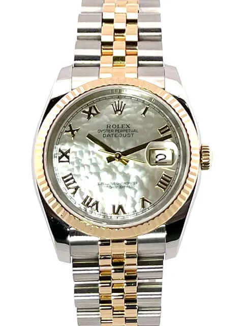 Rolex Datejust 36 Edelstahl Gelbgold 116233 Perlmutt Römisch Jubile-Band