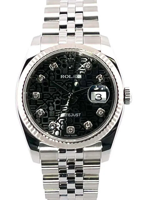 Rolex Datejust 36 Edelstahl Weißgold 116234 Schwarz J Diamant Jubile-Band