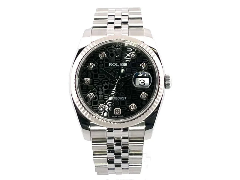 Rolex Datejust 36 Edelstahl Weißgold 116234 Schwarz J Diamant Jubile-Band