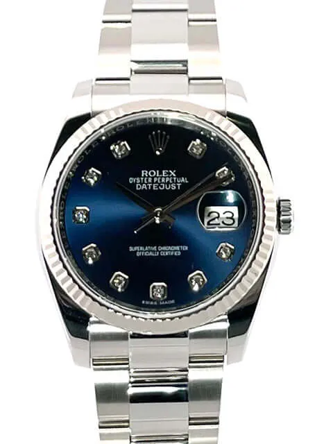 Rolex Datejust 36 Edelstahl - Weißgold 116234 Blau Diamant