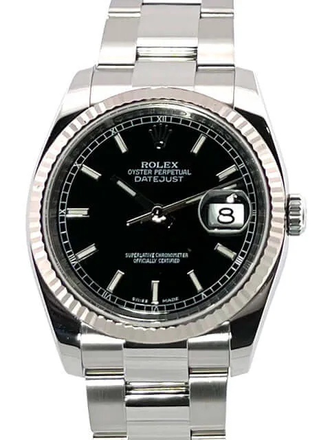 Rolex Datejust 36 Edelstahl - Weißgold 116234 Schwarz