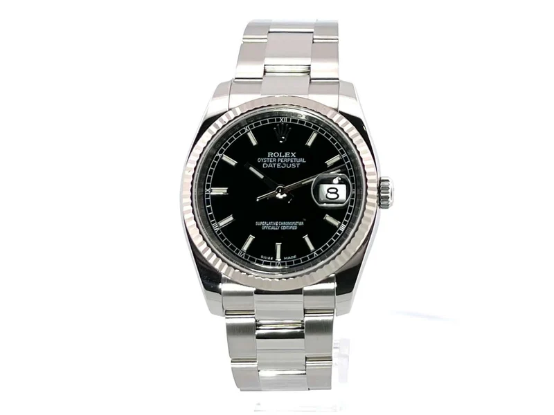 Rolex Datejust 36 Edelstahl - Weißgold 116234 Schwarz