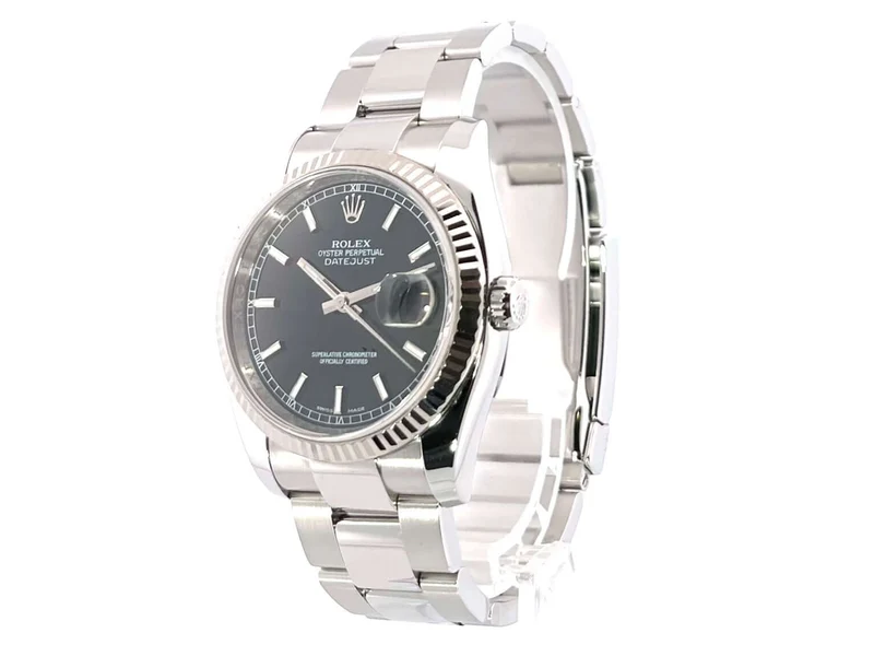 Rolex Datejust 36 Edelstahl - Weißgold 116234 Schwarz