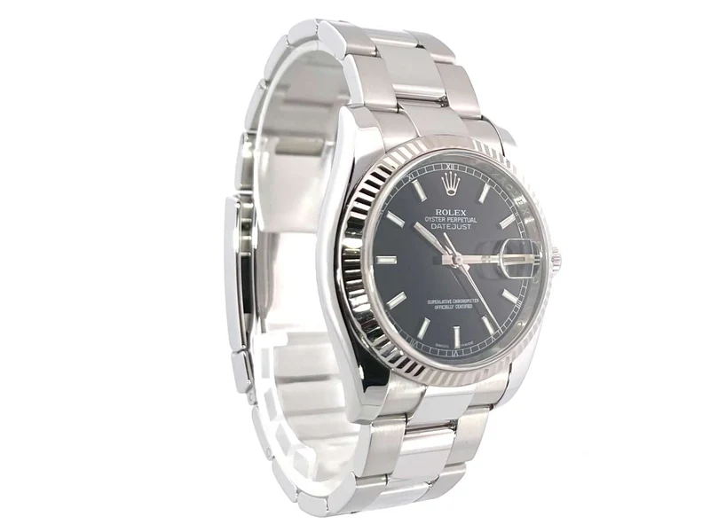 Rolex Datejust 36 Edelstahl - Weißgold 116234 Schwarz