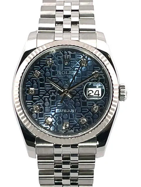 Rolex Datejust 36 Edelstahl Weißgold 116234 Blau Jubile Diamant Jubile-Band