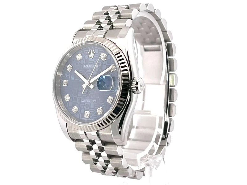 Rolex Datejust 36 Edelstahl Weißgold 116234 Blau Jubile Diamant Jubile-Band