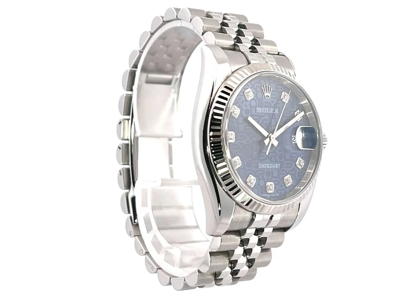 Rolex Datejust 36 Edelstahl Weißgold 116234 Blau Jubile Diamant Jubile-Band