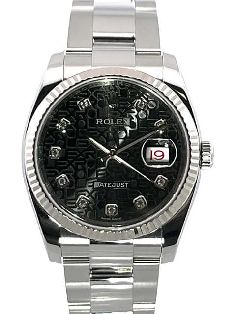 Rolex Datejust 36 Edelstahl Weißgold 116234 Schwarz J Diamant LC100