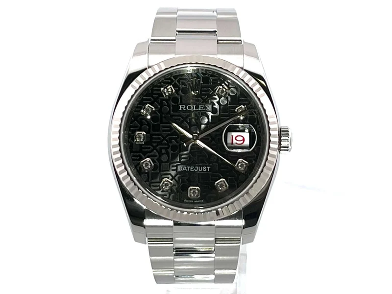 Rolex Datejust 36 Edelstahl Weißgold 116234 Schwarz J Diamant LC100