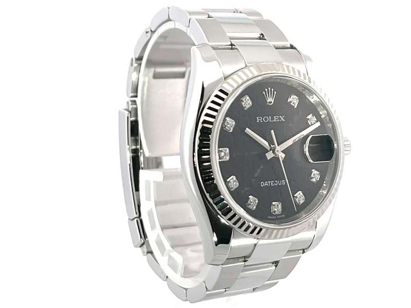 Rolex Datejust 36 Edelstahl Weißgold 116234 Schwarz J Diamant LC100