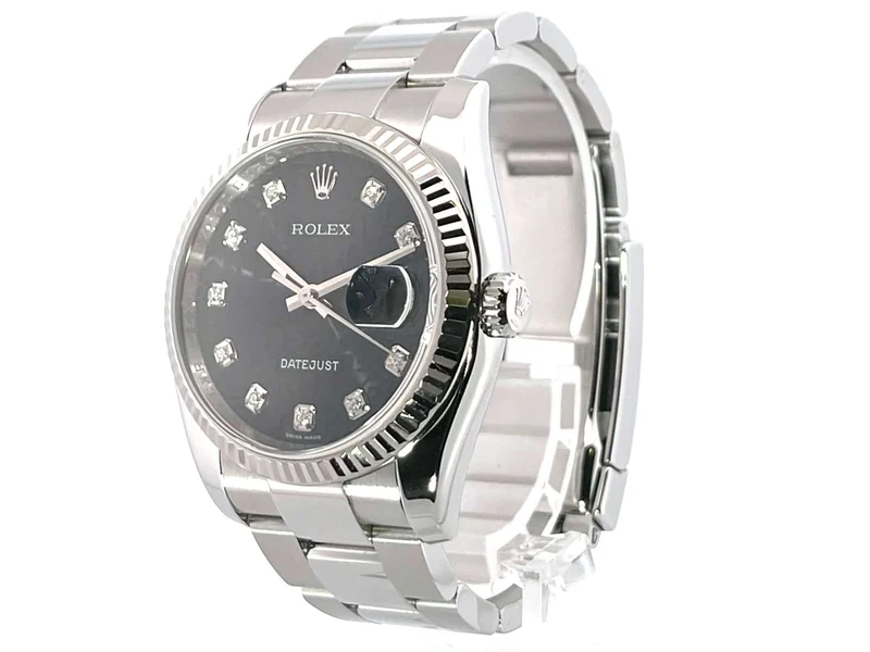 Rolex Datejust 36 Edelstahl Weißgold 116234 Schwarz J Diamant LC100