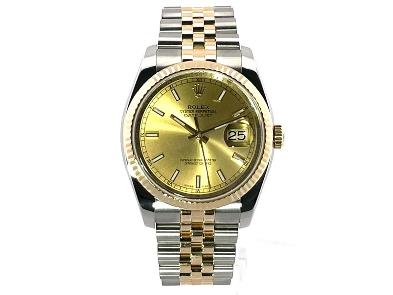 Rolex Datejust 36 Edelstahl Gold 116233 Champagner Jubile-Band LC100 2018