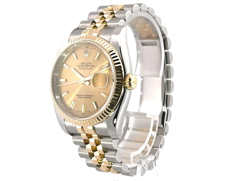 Rolex Datejust 36 Edelstahl Gold 116233 Champagner Jubile-Band LC100 2018