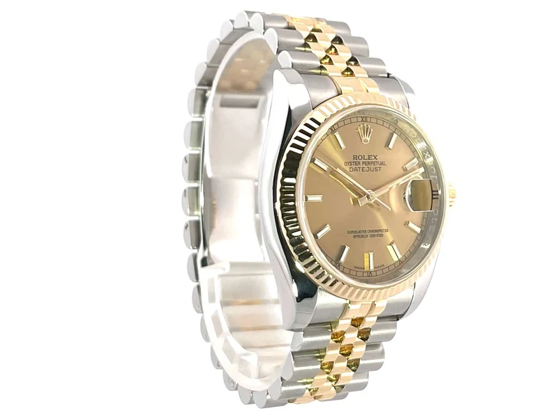 Rolex Datejust 36 Edelstahl Gold 116233 Champagner Jubile-Band LC100 2018