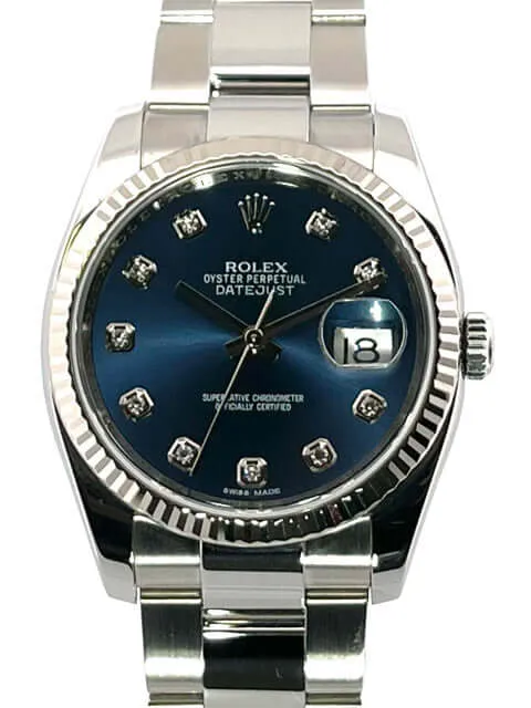 Rolex Datejust 36 Edelstahl - Weißgold 116234 Blau Diamant aus 2009
