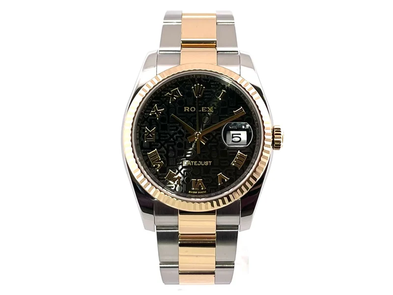 Rolex Datejust 36 Edelstahl Gelbgold 116233 Schwarz Römisch aus 2018