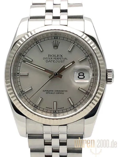Rolex Datejust 36 116234 Silber Index Jubile-Band aus 2007