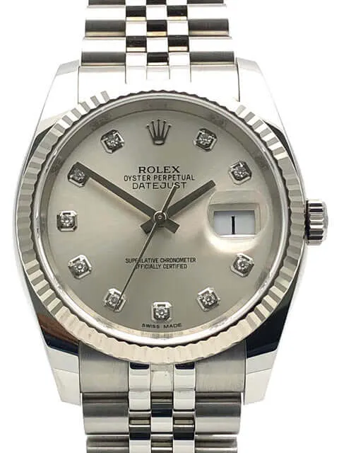 Rolex Datejust 36 Silber Diamant 116234 Jubile-Band ungetragen 2019