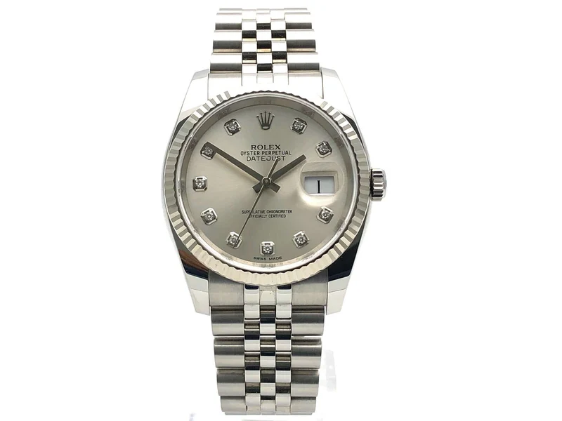 Rolex Datejust 36 Silber Diamant 116234 Jubile-Band ungetragen 2019