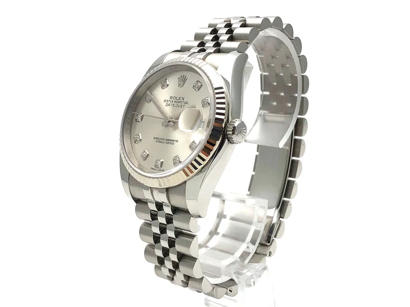 Rolex Datejust 36 Silber Diamant 116234 Jubile-Band ungetragen 2019
