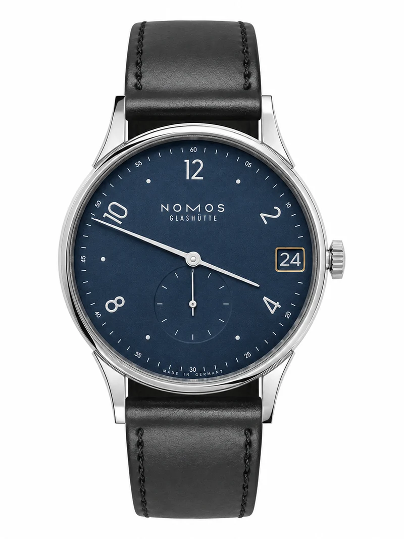 NOMOS Glashütte Minimatik 39 Datum Blau
