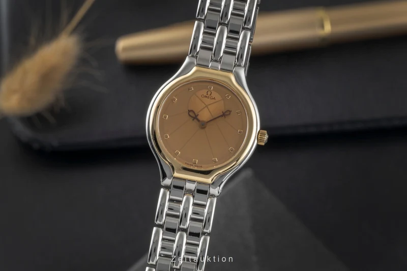 Omega De Ville steel / gold quartz women's watch 795.0901 Vintage [2600076]