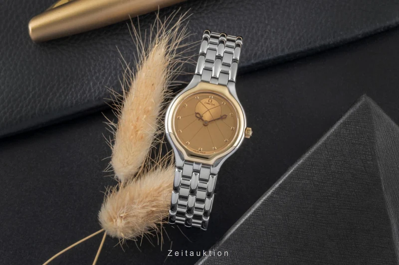 Omega De Ville steel / gold quartz women's watch 795.0901 Vintage [2600076]
