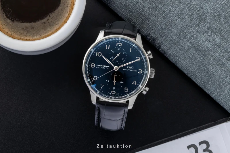 IWC Portugieser chronograph steel automatic men's watch IW371447 LP: 9100EUR [2601377]