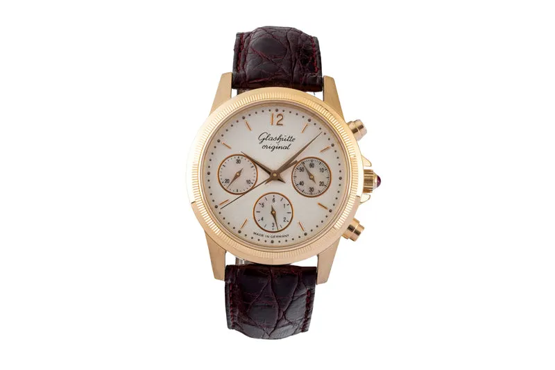 Glashütte Senator chronograph 18 ct gold automatic men's watch 10-66-01-01-05 Limited [2601241]