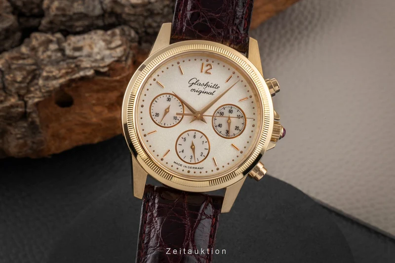Glashütte Senator chronograph 18 ct gold automatic men's watch 10-66-01-01-05 Limited [2601241]
