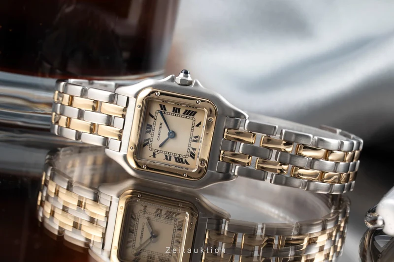Cartier Panthere steel / gold quartz women's watch 66921 Vintage [2601181]