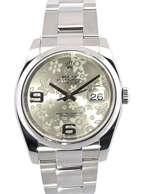 Rolex Datejust 36 Edelstahl 116200 Silber Floral