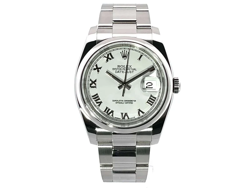 Rolex Oyster Datejust 36 116200 Weiß Römisch aus 2016 LC100