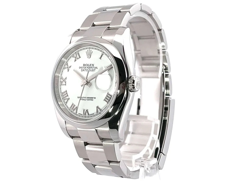 Rolex Oyster Datejust 36 116200 Weiß Römisch aus 2016 LC100