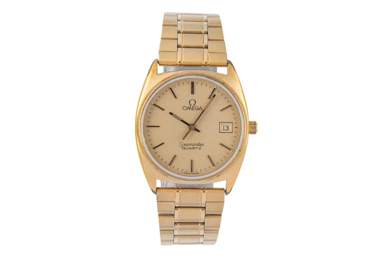 Omega Seamaster gilt-brass quartz men's watch 196.186 396.0910 Vintage [2507431]