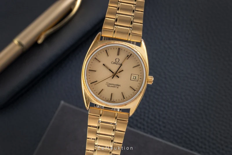 Omega Seamaster gilt-brass quartz men's watch 196.186 396.0910 Vintage [2507431]