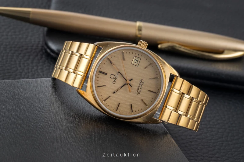 Omega Seamaster gilt-brass quartz men's watch 196.186 396.0910 Vintage [2507431]