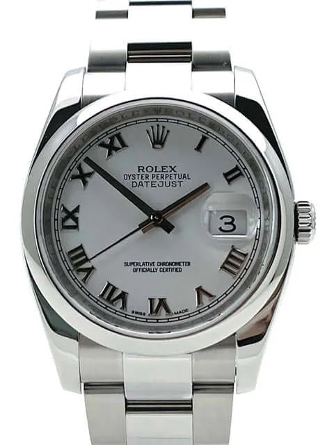 Rolex Oyster Datejust 36 116200 Weiß Römisch aus 2011 LC100