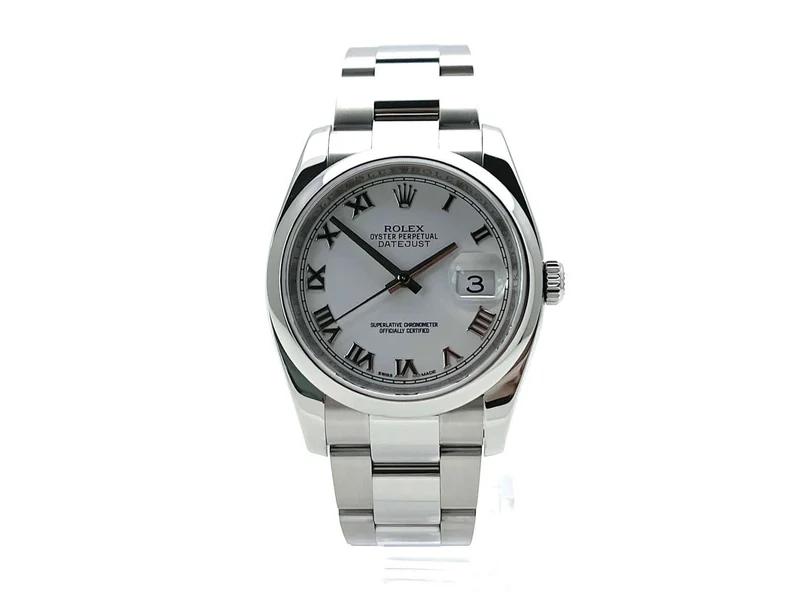 Rolex Oyster Datejust 36 116200 Weiß Römisch aus 2011 LC100