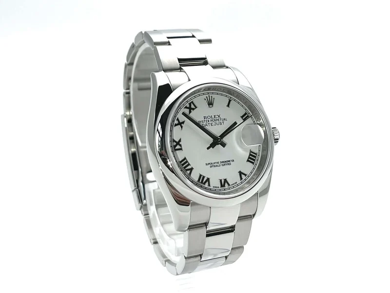 Rolex Oyster Datejust 36 116200 Weiß Römisch aus 2011 LC100