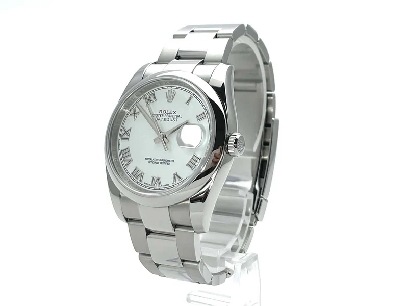 Rolex Oyster Datejust 36 116200 Weiß Römisch aus 2011 LC100