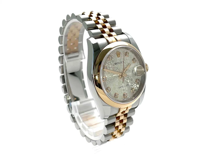 Rolex Datejust 36 Edelstahl Roségold 116201 Silber Jubile DIA Jubile-Band aus 2021