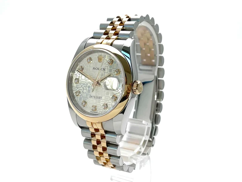 Rolex Datejust 36 Edelstahl Roségold 116201 Silber Jubile DIA Jubile-Band aus 2021
